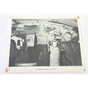 Vintage 1940s Locomotive Engineer In The Cab 11x8.5 Photo Print #1